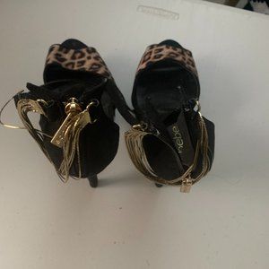 Heel, Gold Strap, Leopard